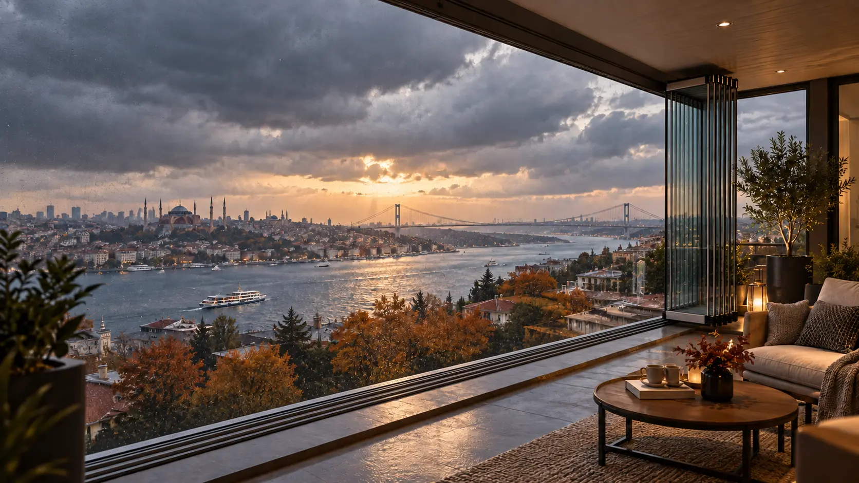 İstanbul manzarasına açılan cam balkon